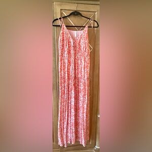 Kivari Coral Pink Floral Maxi Dress Skirt